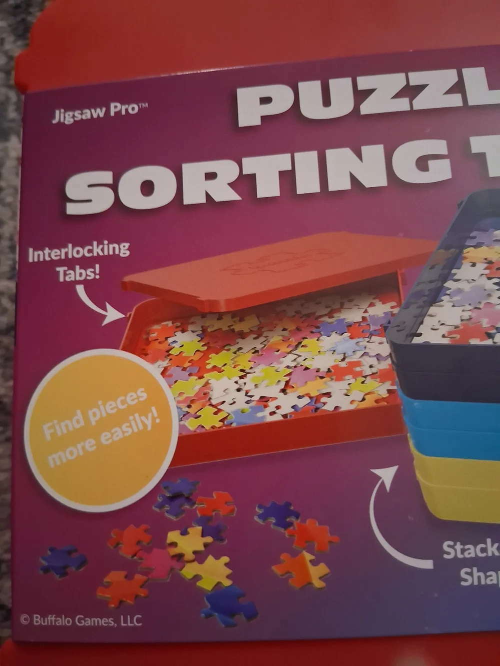 Buffalo Puzzle Sorting Trays - Red Stackable Organizer